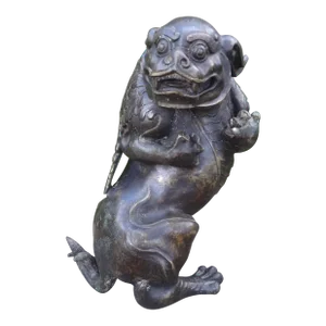 19th Century Chinese Bronze Foo Dog With Wings