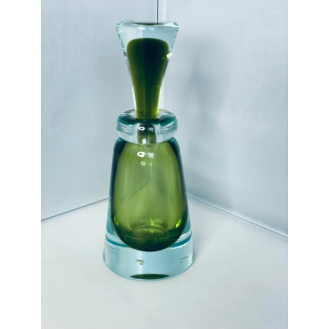 Green Seguso Vetri d'Arte Glass Flavio Poli Italian Art Glass Perfume Bottle For Sale - Image 8 of 9