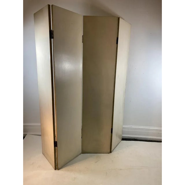 Mid Century Hand Painted Wood Four Panel Standing Screen For Sale - Image 12 of 13