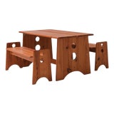 Pine Dining Set from Dyrlund, Denmark, 1970s, Set of 3 For Sale