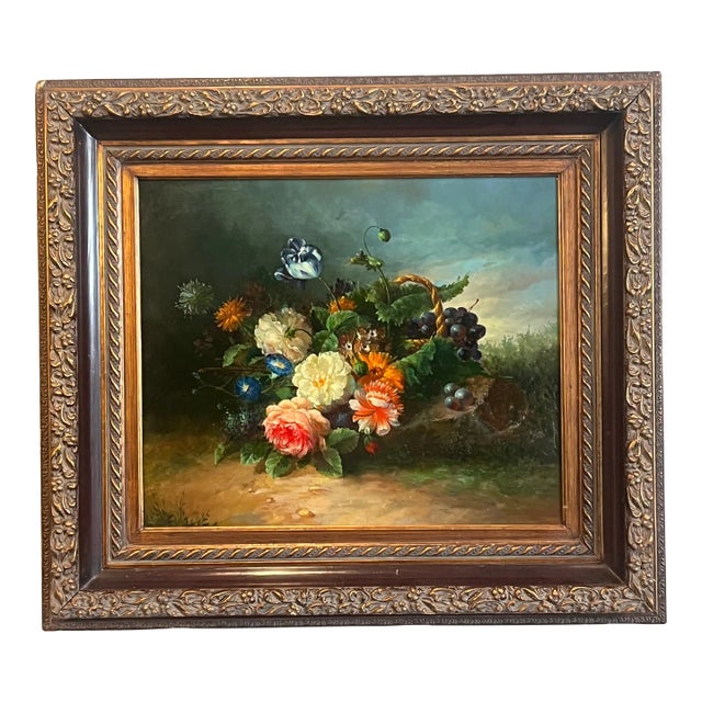 1910s Great Still Life Floral Oil on Canvas Painting, Framed For Sale