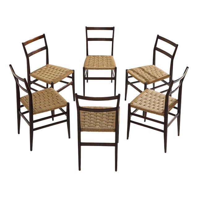 Leggera Chairs by Gio Ponti for Cassina, 1950s, Set of 6 For Sale
