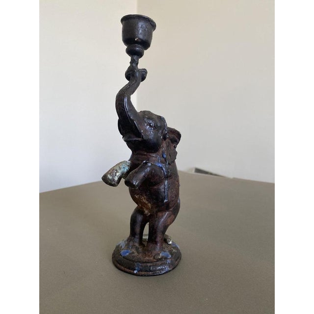 Antique Bronze Elephant Candleholder, 1890 For Sale - Image 6 of 14