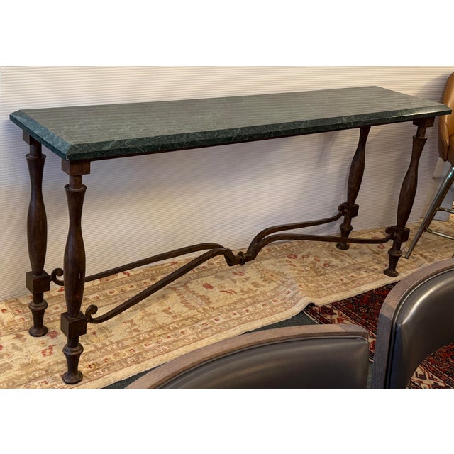 Late 20th Century French Baroque Empress Green Marble Console Table For Sale - Image 5 of 12