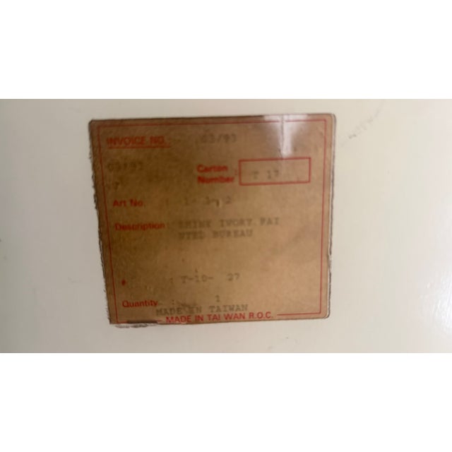 Brass Vintage Chinoiserie Lacquered Chest With Brass Hardware & Hand-Painted Bird Motifs For Sale - Image 8 of 11