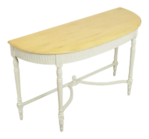 French Louis XVI Style Painted Demilune Console Table