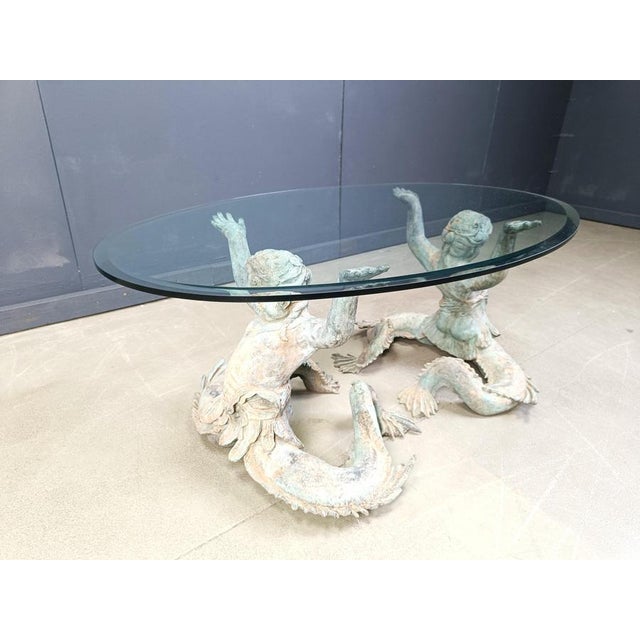 Vintage Bronze Putti Mermen Coffee Table, 1960s For Sale - Image 6 of 13