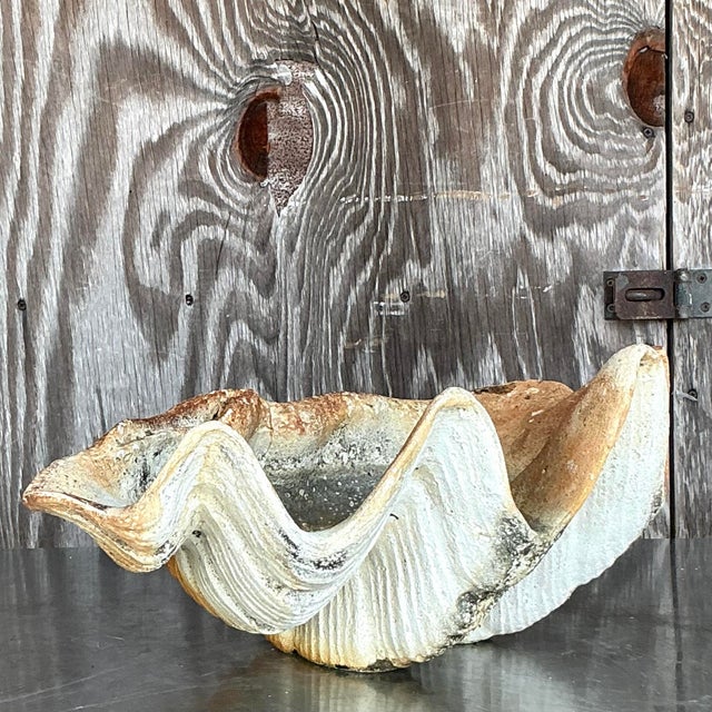 Coastal Vintage Coastal Gigas Resin Clam Shell For Sale - Image 3 of 6