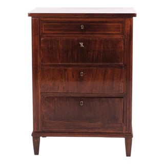 Antique Mahogany Chest of 4 Drawers with Tapered Legs, 1860s For Sale