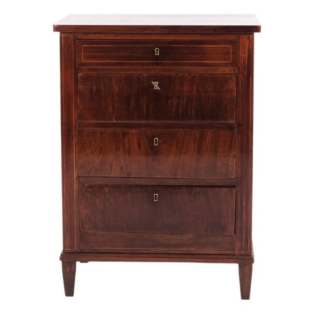 Antique Mahogany Chest of 4 Drawers with Tapered Legs, 1860s For Sale