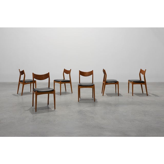 Brown Mid-Century Modern Belgian Teak Dining Chairs, 1960s, Set of 6 For Sale - Image 8 of 16