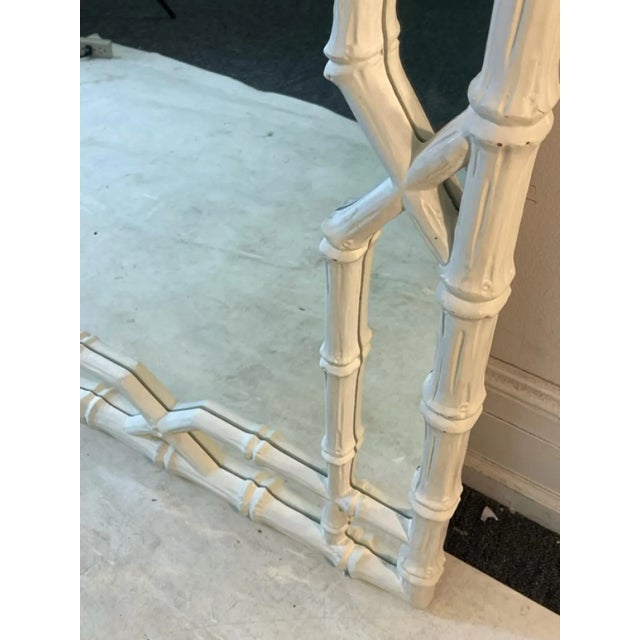 White 1980s White Faux Bamboo Mirror in the Manner of Serge Roche For Sale - Image 8 of 10