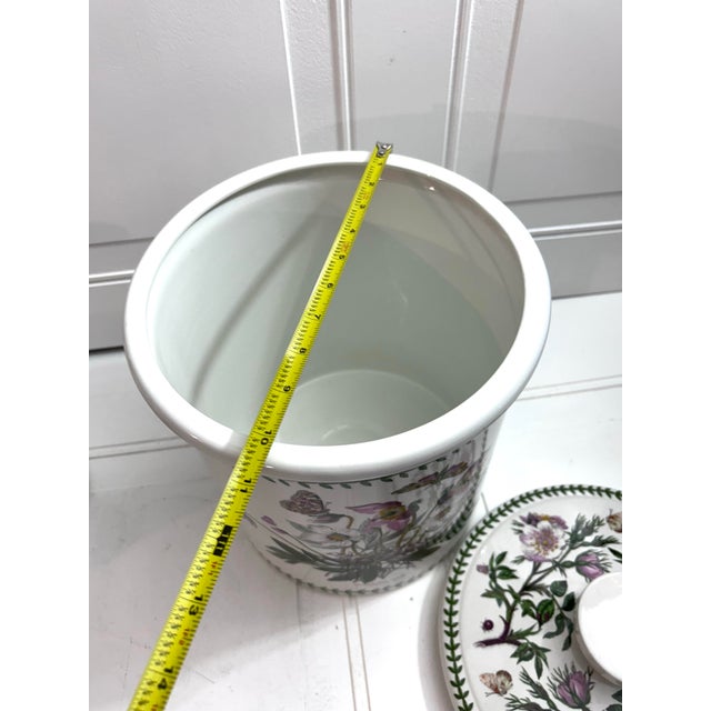 White Vintage Portmeirion Botanical Garden Ceramic Canister Bread Crock 14” Tall For Sale - Image 8 of 10