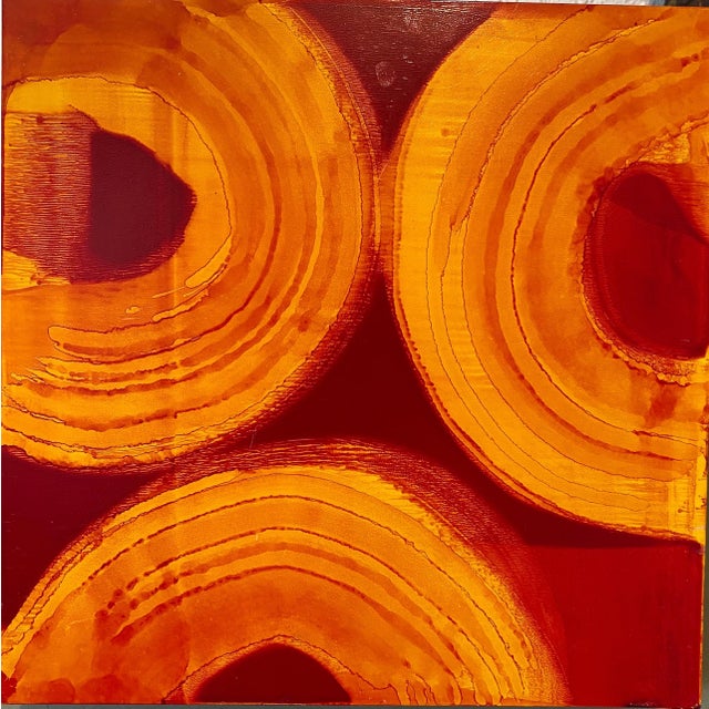 2000 - 2009 Marylyn Dintenfass, Abstract Red Persimmon Oil Painting on Panel Marylyn Dintenfass Modernist, 2004 For Sale - Image 5 of 8