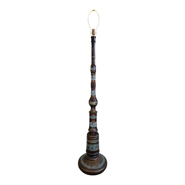 Antique Egyptian Revival Bronze Cloisonne Floor Lamp For Sale