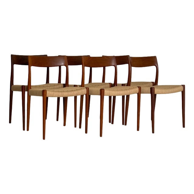 Model 77 Chairs by N. O. Møller for J.L. Møllers, 1950s, Set of 6 For Sale