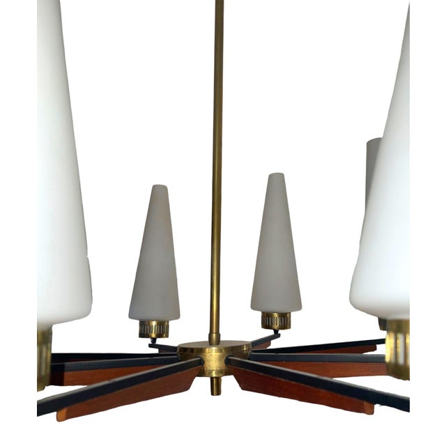 Wood 1950s Uplight Chandelier Designed by Stilnovo. Italy For Sale - Image 7 of 7