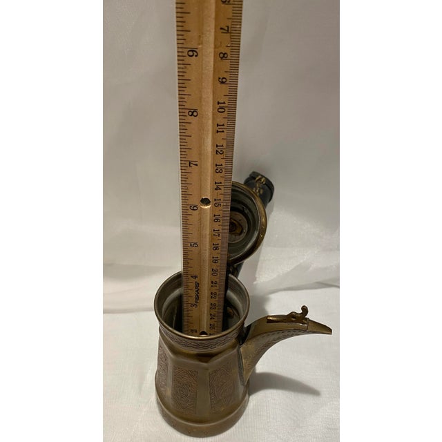 Vintage Dallah Copper Brass Arabic Islamic Middle Eastern Coffee Tea Pots- Set of 3 For Sale In Houston - Image 6 of 13