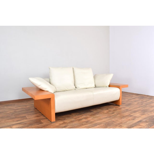 This sofa was produced in the 1980s by the recognized and renowned Italian company Giorgetti. The seat and backrest of the...