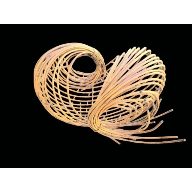 Mid 20th Century Vintage Large Organic Vortex Mid Century Modern Japanese Bent Rattan Sculptural Table Room Decor Art For Sale - Image 5 of 7