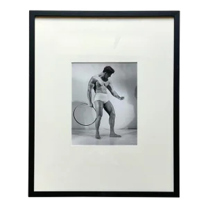 Mid 20th Century Vintage Bruce of La Vintage Framed Photograph on Man With Hoop