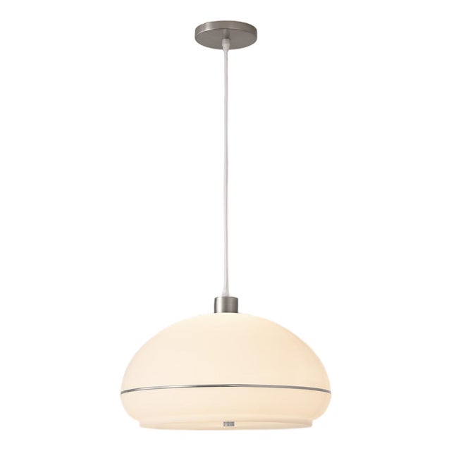 Nova of California Satin Nickel Morelli Pendant Light - Mid Century Modern Lucite Shade, Steel Body, Elv Dimmer Compatible For Sale