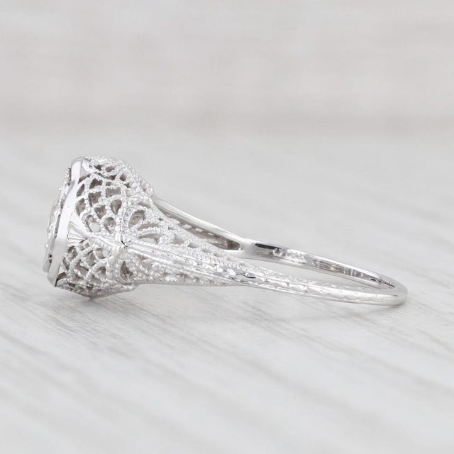 2010s 0.25ctw Diamond Solitaire Engagement Ring 14k Gold Antique Style Filigree Size 7 For Sale - Image 5 of 8