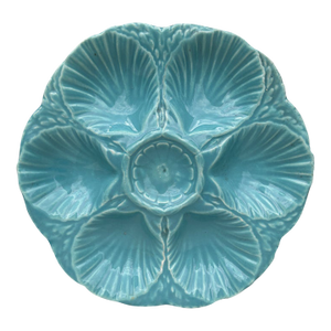French Majolica Oyster Aqua Turquoise Plate Sarreguemines, Circa 1870