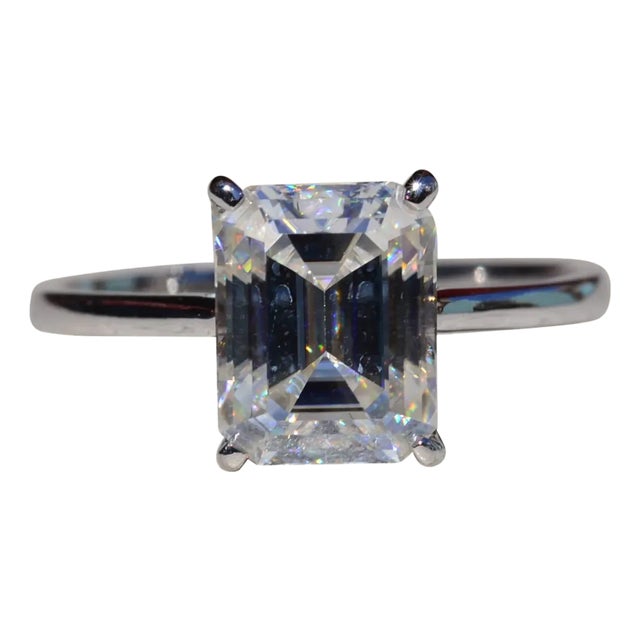 The Artemisa: Ladies Signed White Gold 3CT Moissanite Engagement Ring For Sale