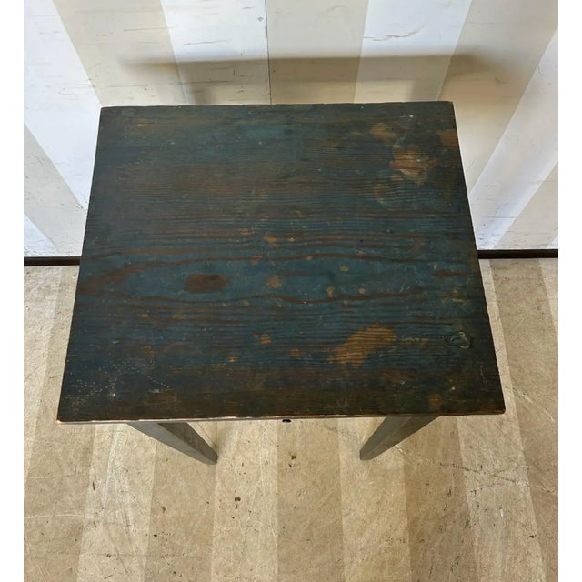 Fantastic little southern table from the late 18th-early 19th century in original blue paint. Made entirely of yellow pine...