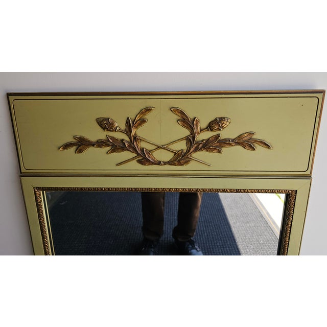 Mid 20th Century Mid 20th Century Continental Partial Gilt and Green Painted and Decorated Frame Mirror For Sale - Image 5 of 6