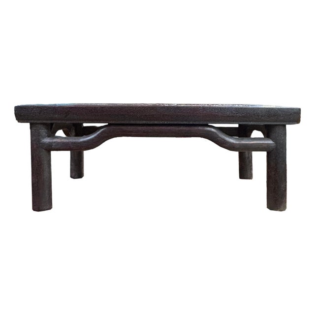 Brown Oriental Round Legs Dragon Motif Rectangular Display Table Stand For Sale