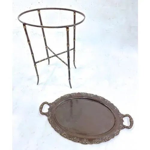 French Vintage Maitland Smith Bronze Bamboo/Vine Table For Sale - Image 3 of 8