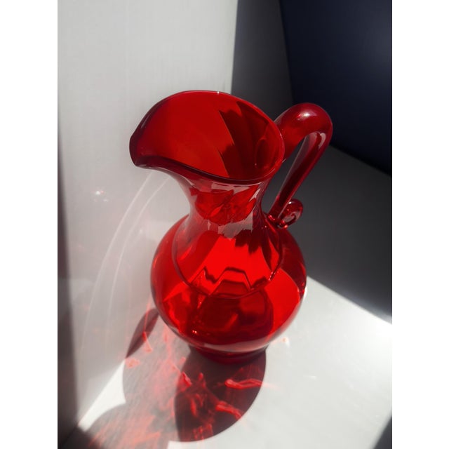 Polish Ruby Red Glass Carafe by Ludwik Fiedorowicz, 1970s For Sale - Image 6 of 7