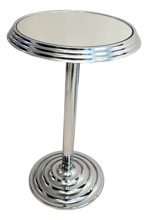 1980s Art Deco Chrome and Mirrored Glass Accent Table
