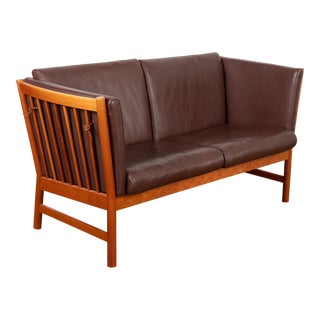 Mid Century Vintage Leather Two Seat Sofa, Denmark Circa 1960-70 For Sale