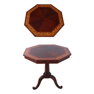 Kindel Inlaid Mahogany Neoclassical Hexagon End Table For Sale