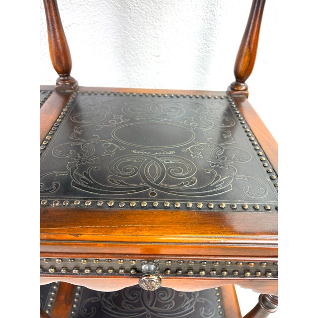 Theodore Alexander Theodore Alexander Handsome Walnut and Brass Etagere For Sale - Image 4 of 12