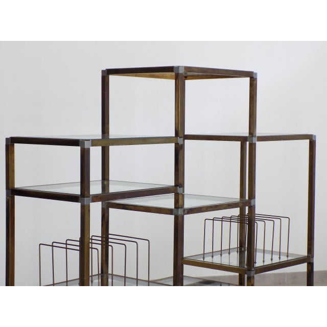 Modular Brass Etagere with Glass Shelves, Italy, 1970 For Sale - Image 6 of 9