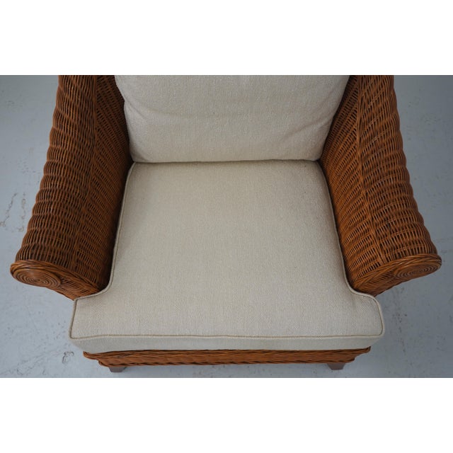 Ethan Allen Wicker Club Chair W. Cushions For Sale - Image 10 of 12