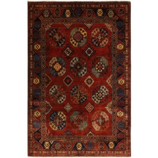 1980s Semi Vintage Kafkaz Rust/Rust Hand-Knotted Rug - 4'10 X 6'4 For Sale