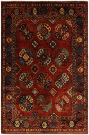 1980s Semi Vintage Kafkaz Rust/Rust Hand-Knotted Rug - 4'10 X 6'4