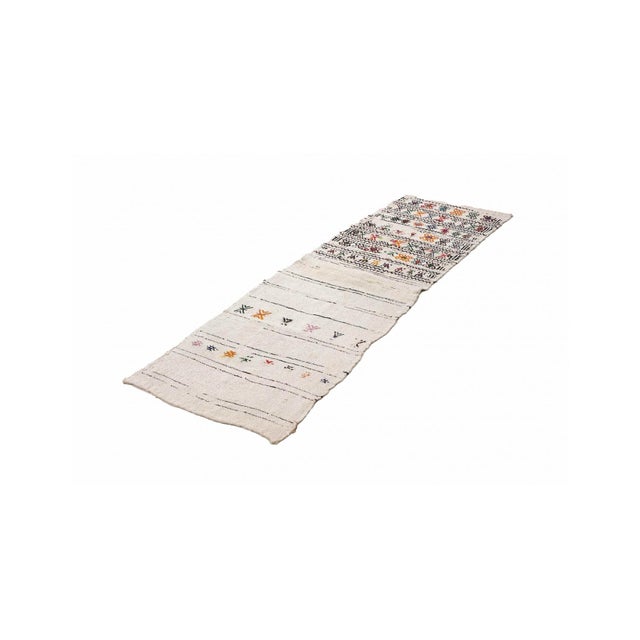 Mid-Century Modern Vintage Embroidered Hemp Kilim Runner - 2`3" X 7`10" For Sale - Image 3 of 6