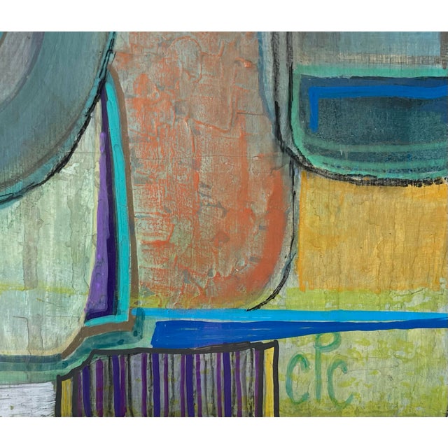 Small Abstract Geometric in Green, Acrylic on Board For Sale - Image 9 of 12