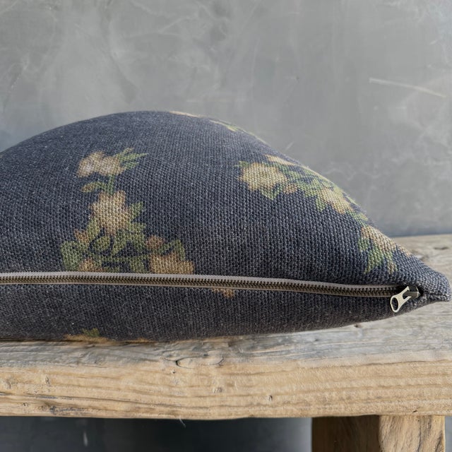 Wabi Sabi French Linen Roses Lumbar Pillow For Sale - Image 4 of 10