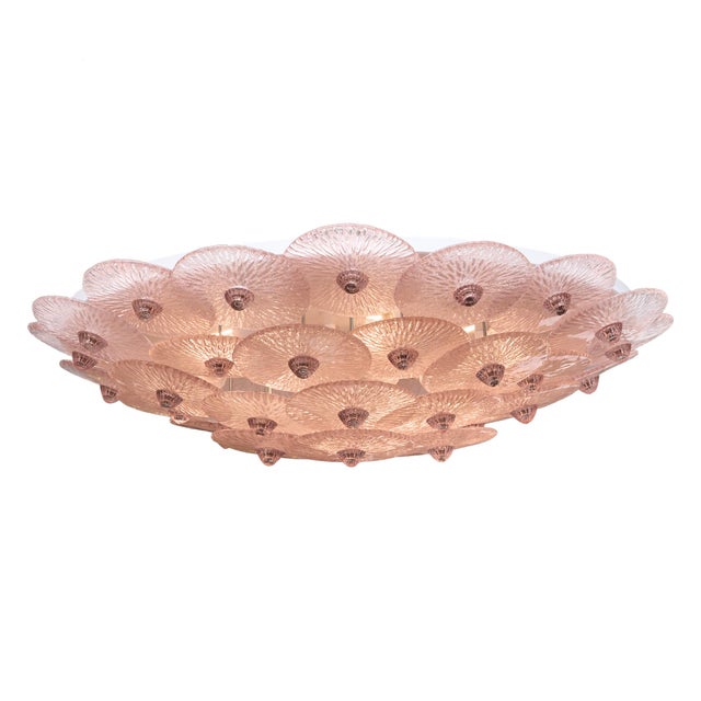 Mid-Century Modern Pink Venetian Glass Flush Mount by Carlo Nason, Murano, Italy For Sale - Image 3 of 9