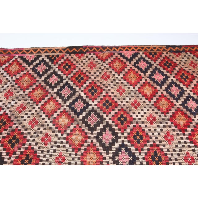 Vintage Square Cicim Kilim – Tribal Flatweave With All Over Design -6' X 6' 3'' For Sale - Image 9 of 12