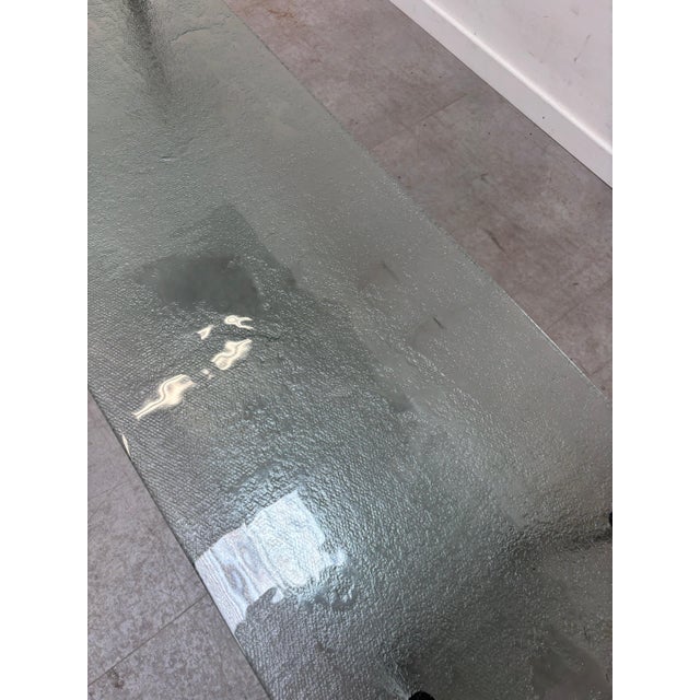 Design glass tv cabinet. This table consists out of two glass shelves. Excellent condition 180 x 50 x 38 H