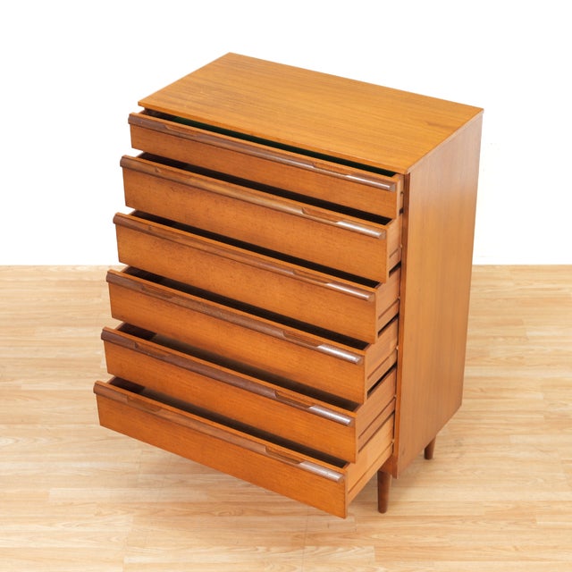 Mid Century Tallboy Teak Dresser by Avalon Yatton For Sale - Image 4 of 7