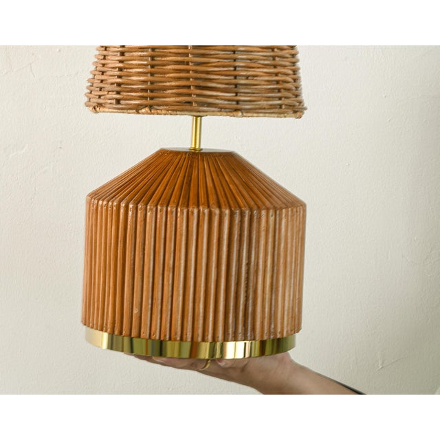 Mid-Century Modern Pencil Reed Rattan 'Lumina' Table Lamp For Sale - Image 3 of 8